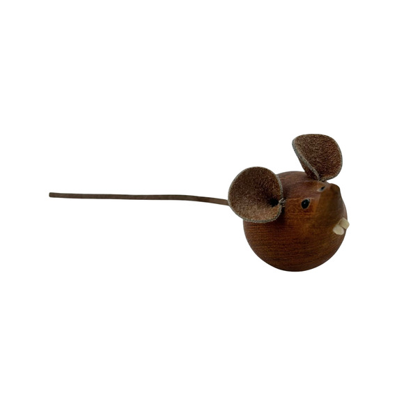 Vintage 1960s MCM Modern Teak Wood Mouse Figurine H & F Denmark - Picture 2 of 6